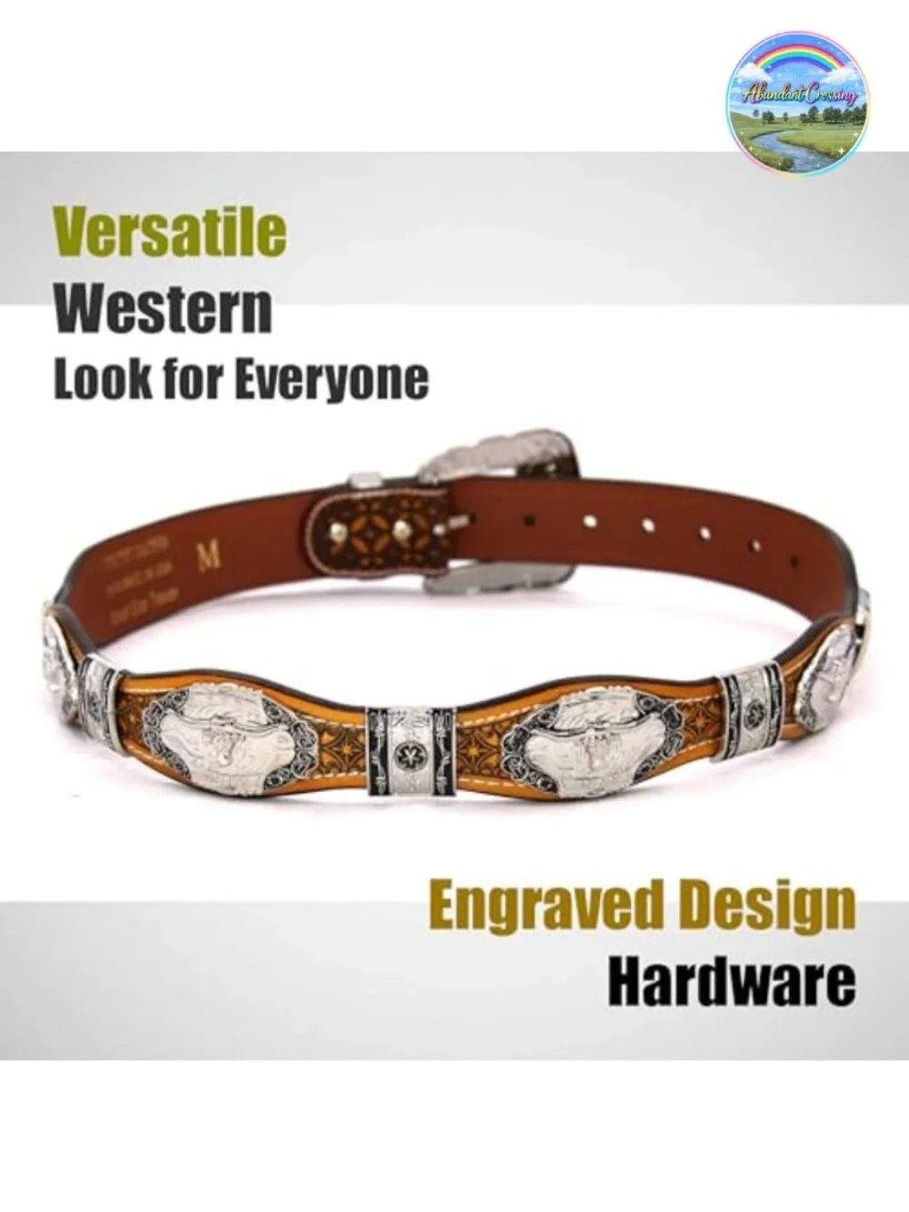 Genuine Leather Western Concho Belt with Star Buckle